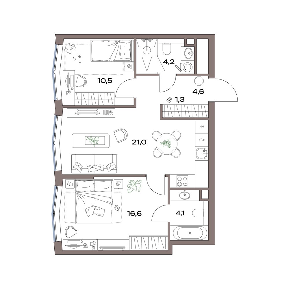Планировка 63.3 м²