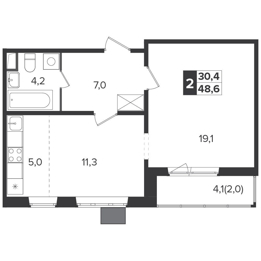Планировка 48.4 м²