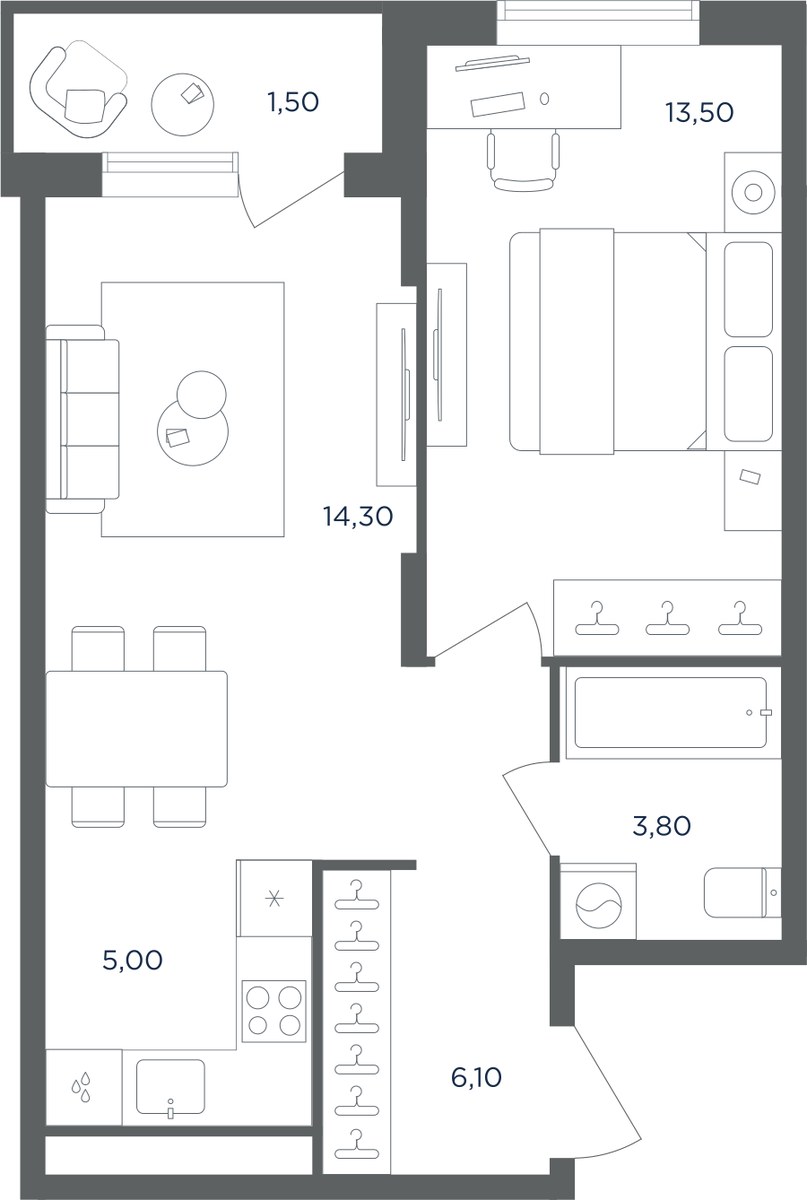 Планировка 44.0 м²
