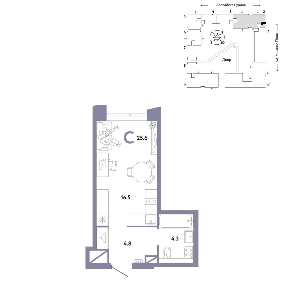 Планировка 25.6 м²