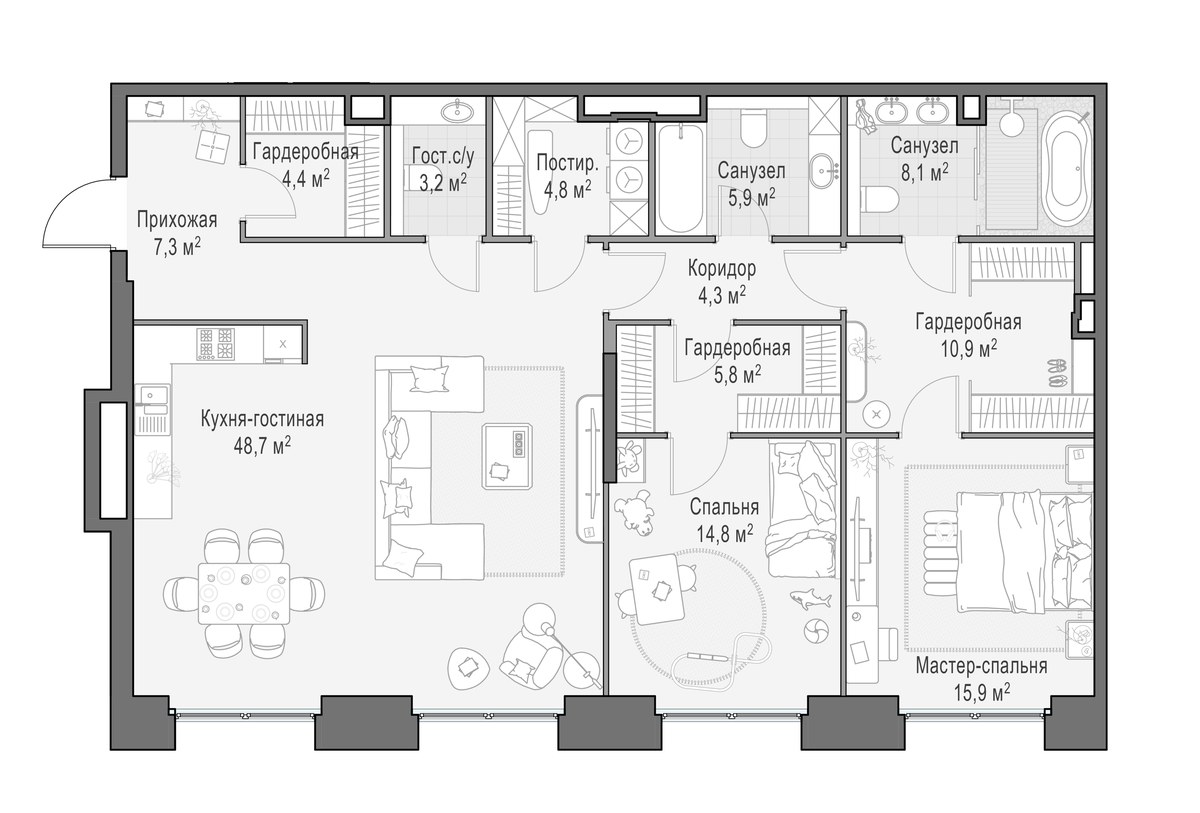 Планировка 134.2 м²