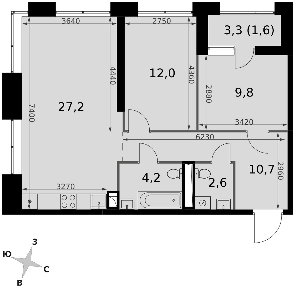Планировка 68.1 м²