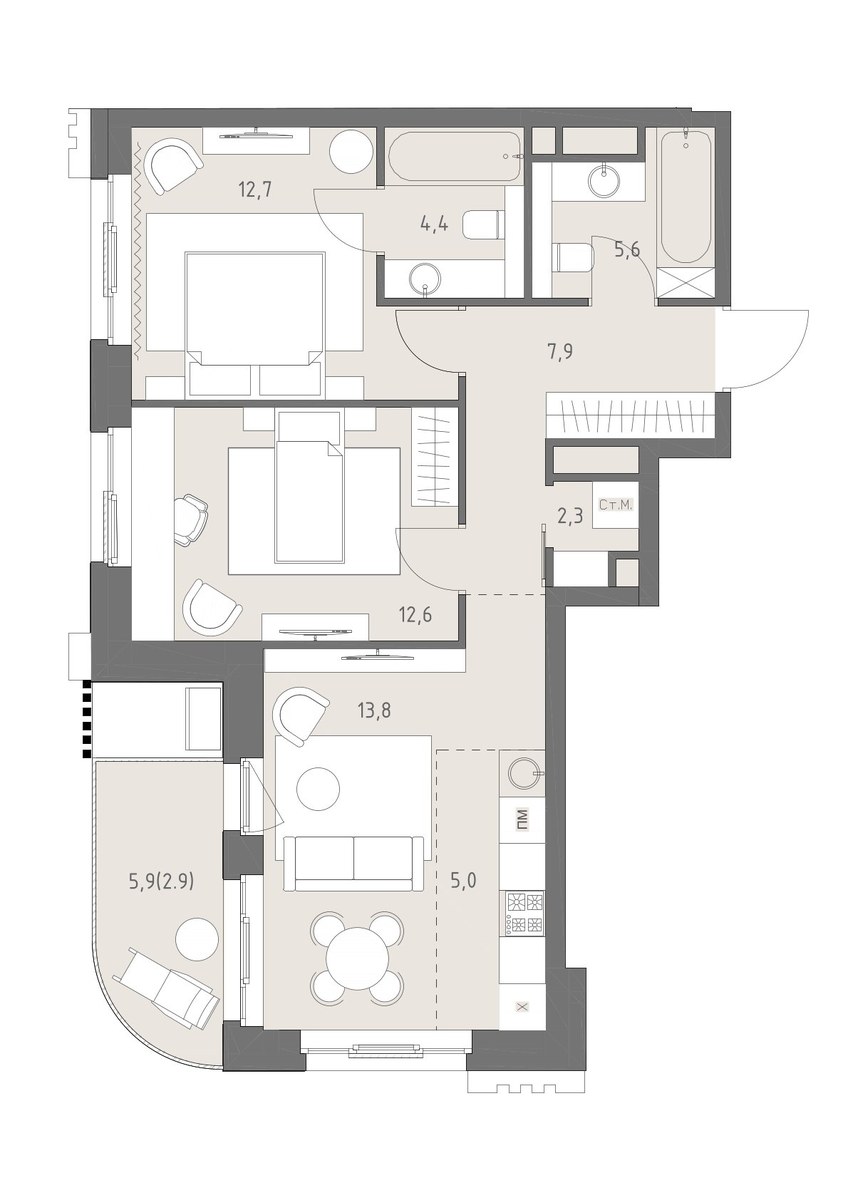 Планировка 67.2 м²