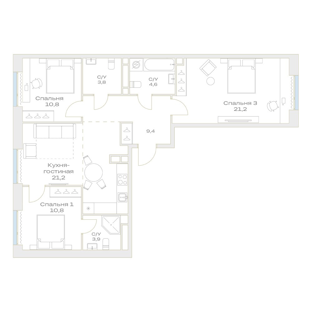 Планировка 85.4 м²