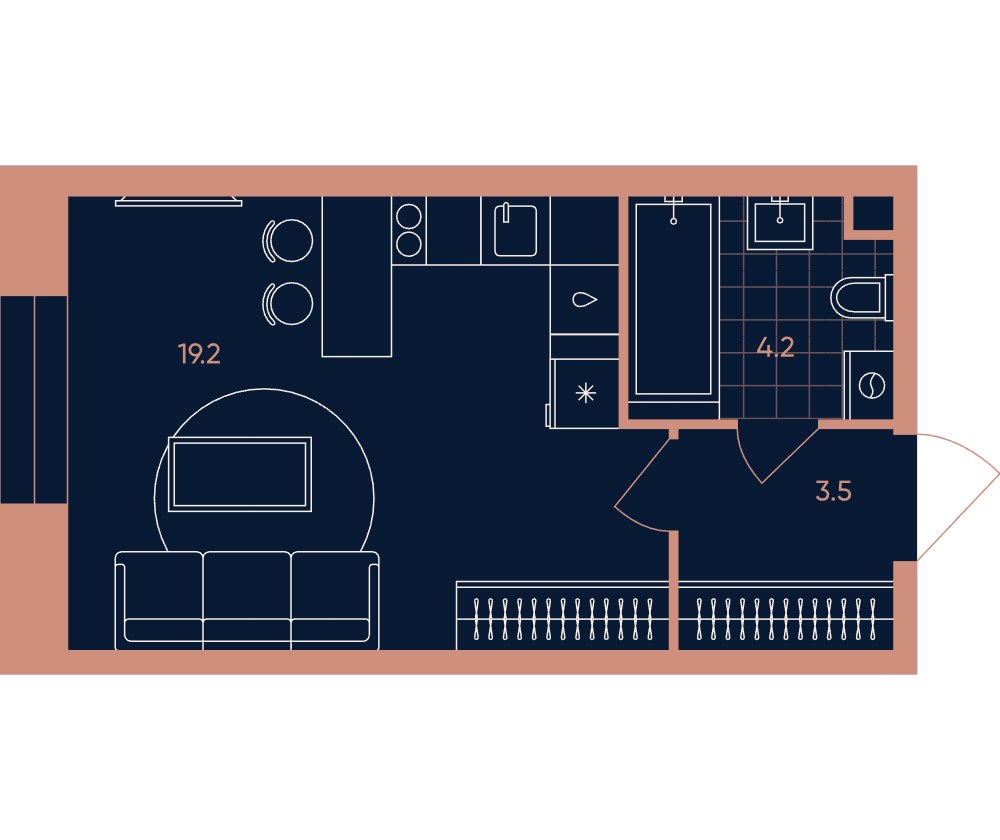 Планировка 26.9 м²
