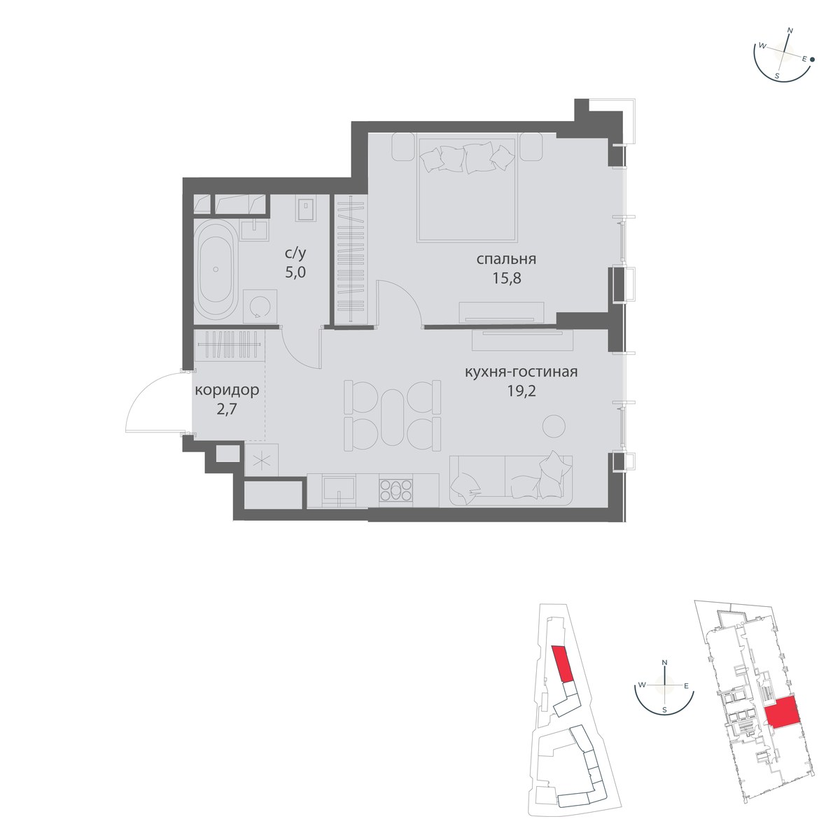 Планировка 42.7 м²