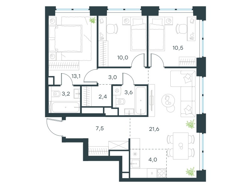 Планировка 78.9 м²