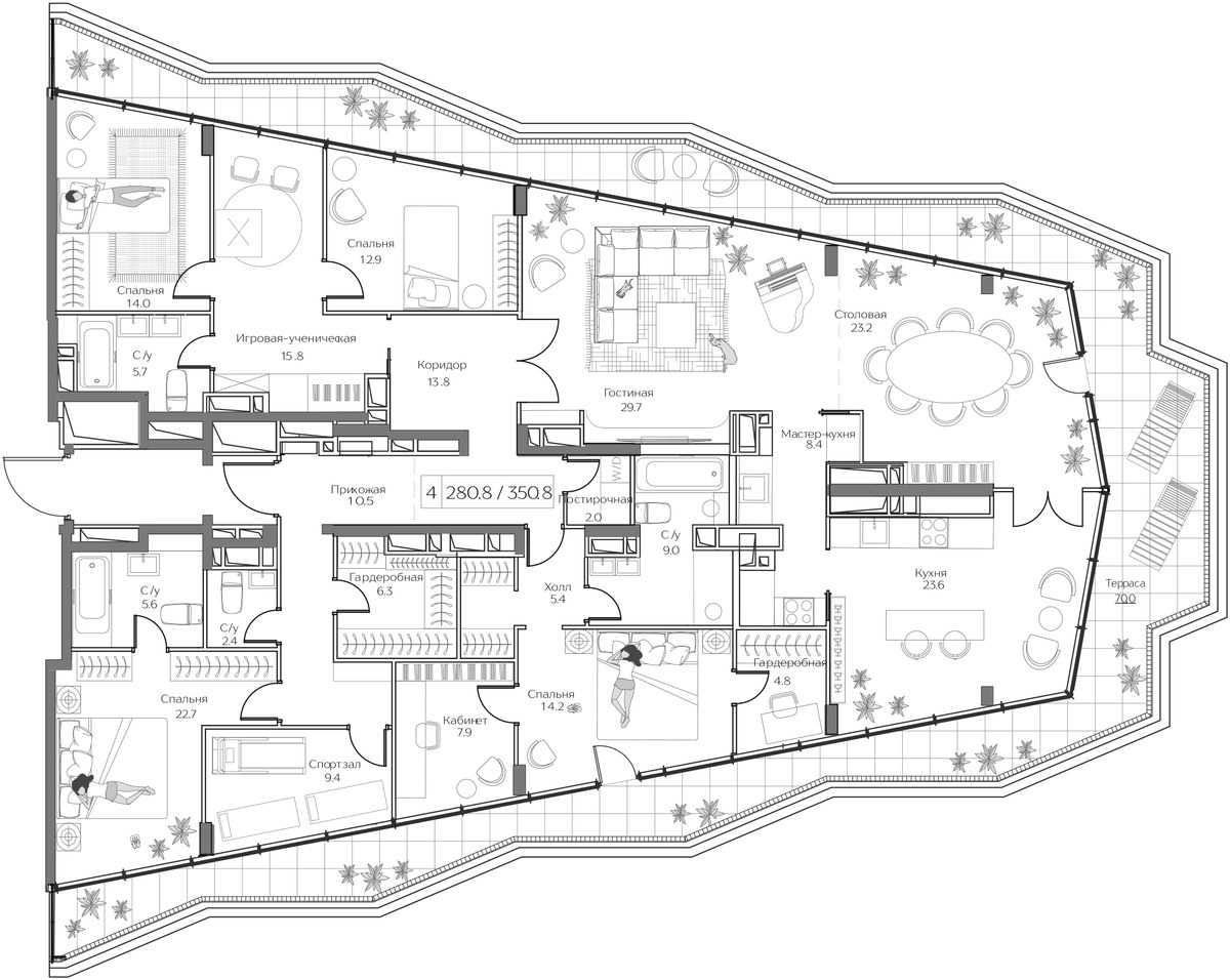 Планировка: 1-комнатная, 279.4 м²