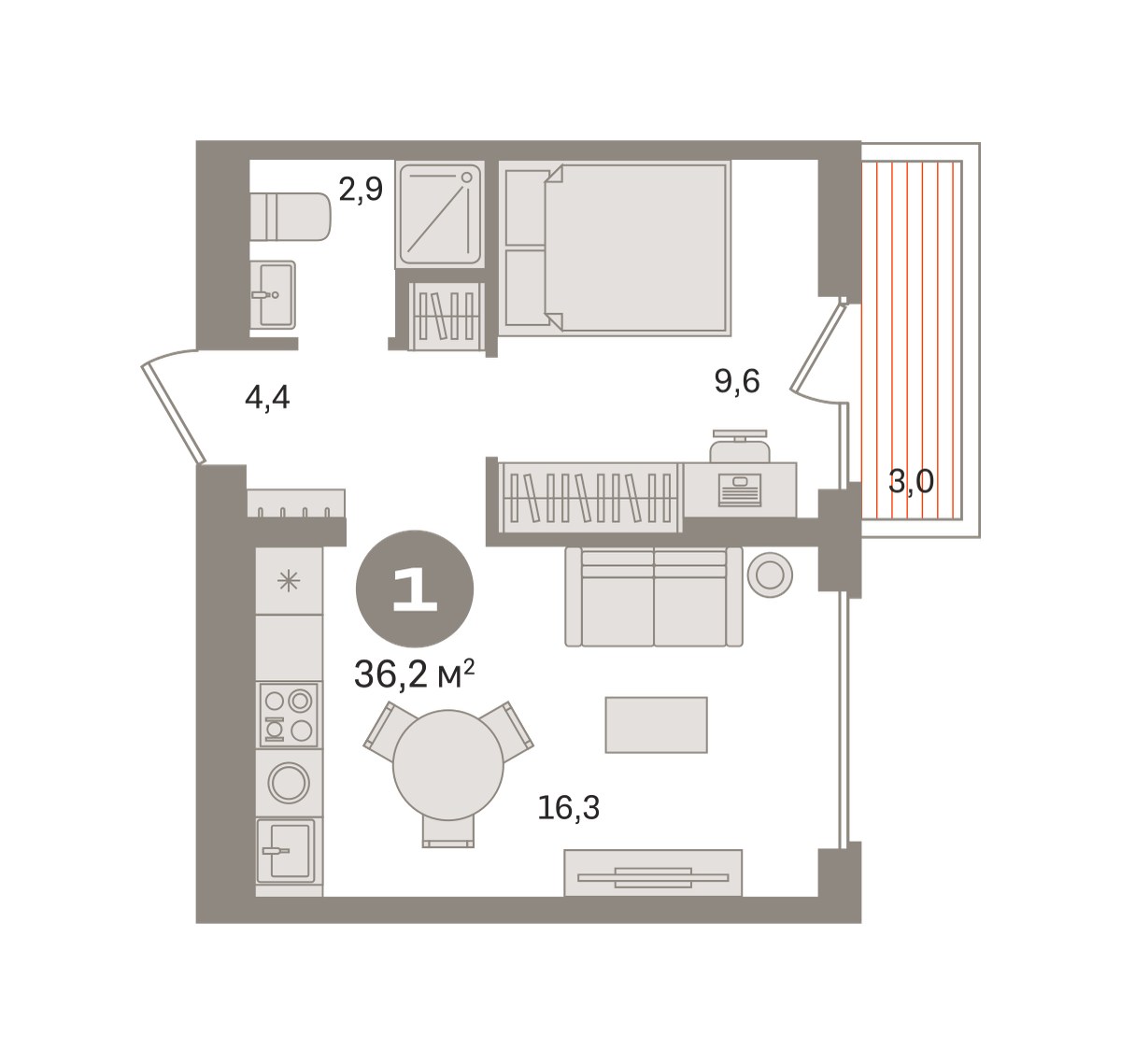 Планировка 36.2 м²