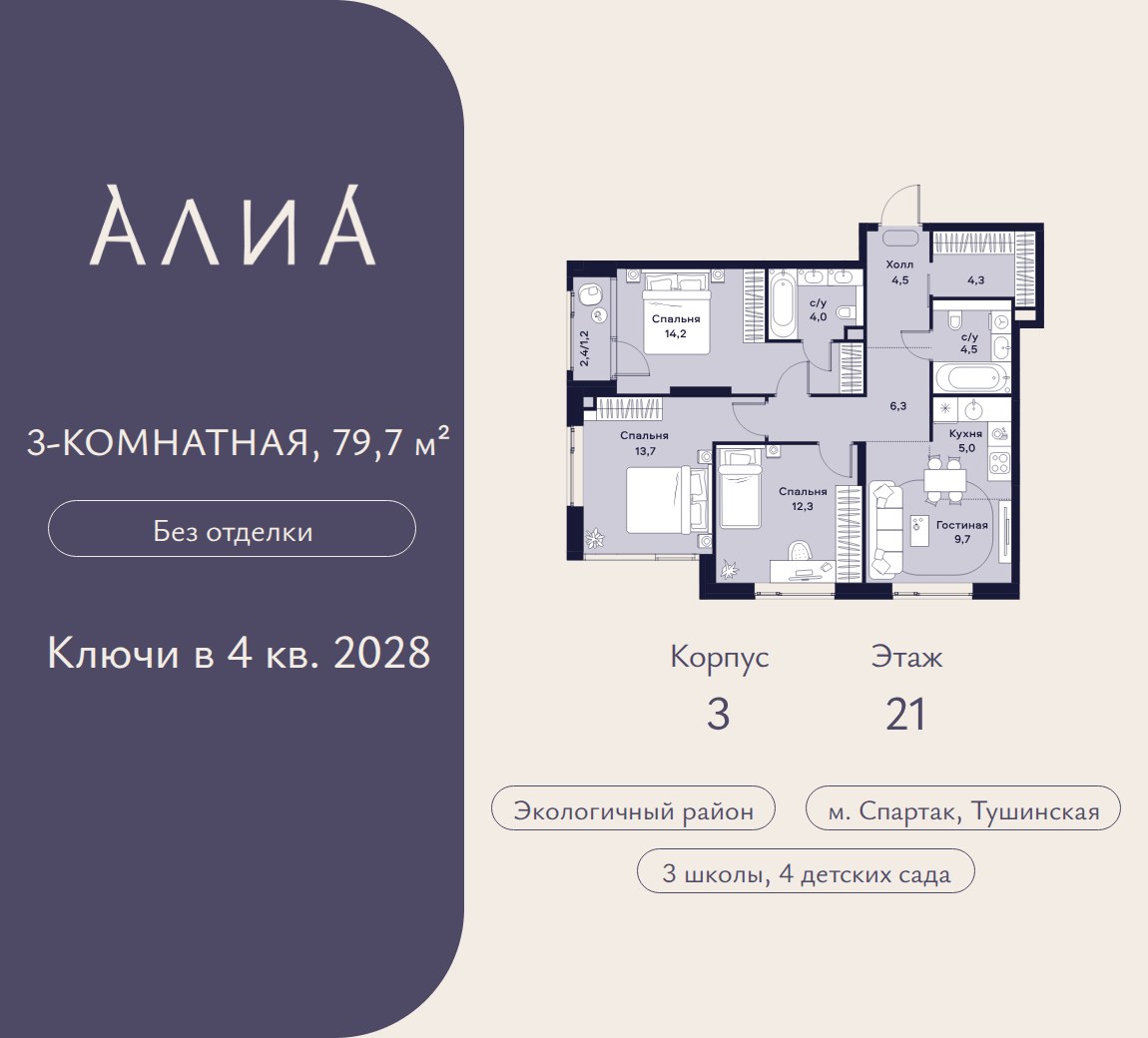 Планировка 79.7 м²