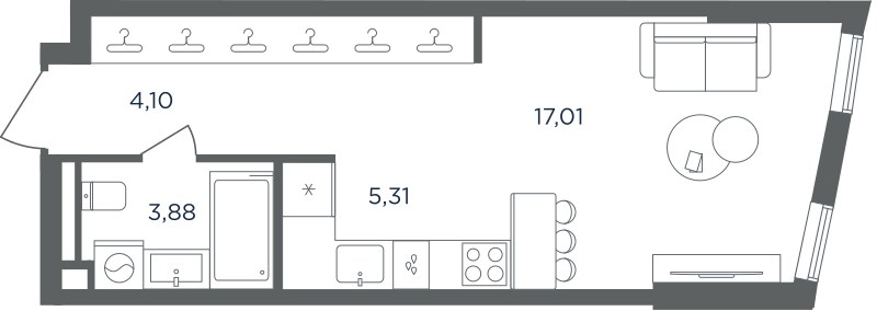 Планировка 30.3 м²