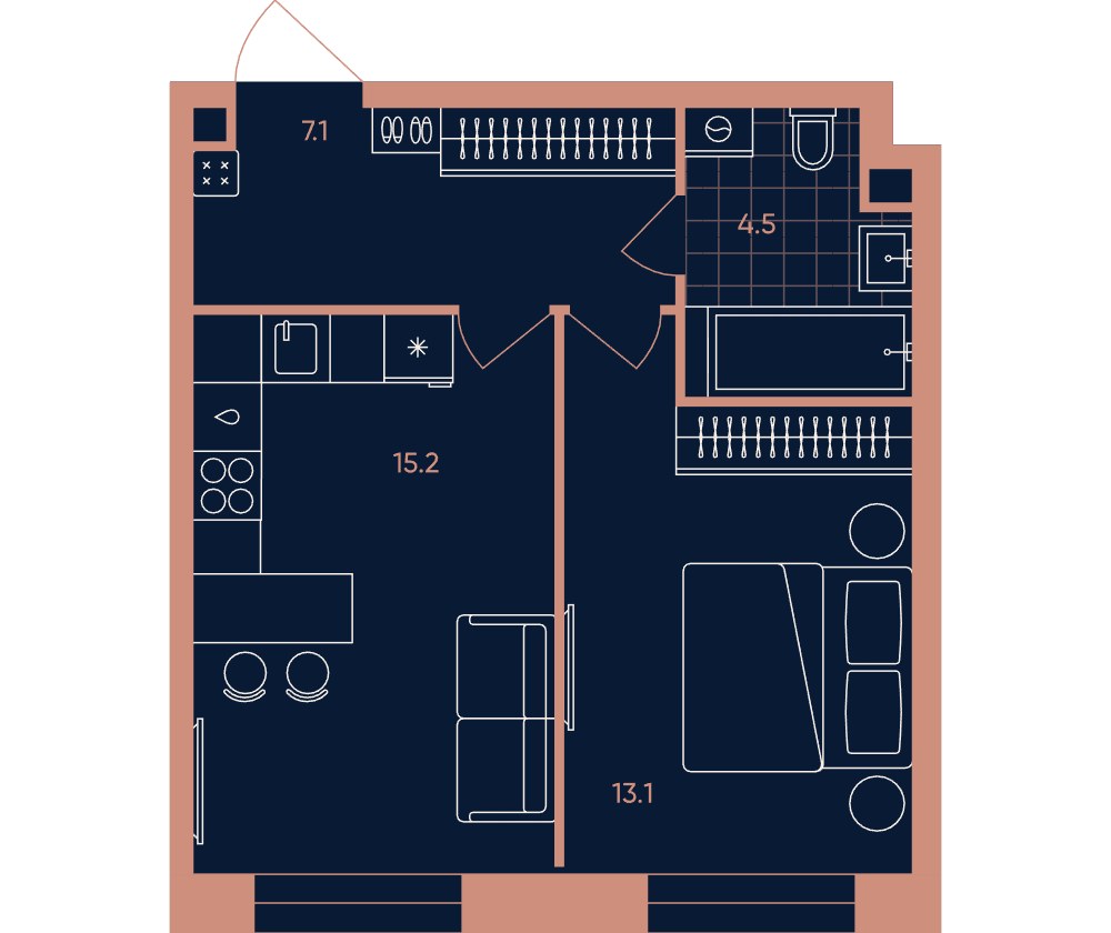 Планировка 39.9 м²