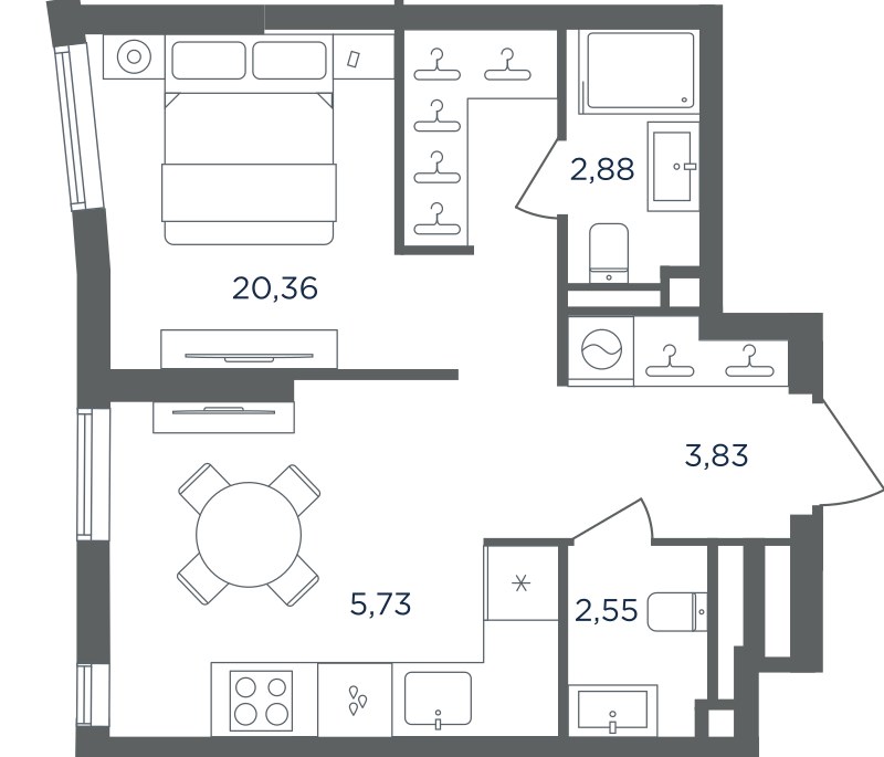 Планировка 35.35 м²