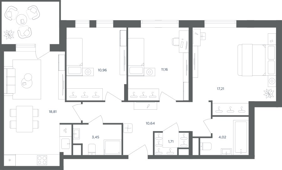 Планировка 78.0 м²
