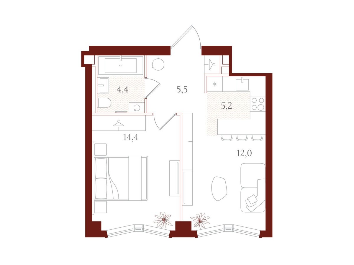 Планировка 41.5 м²