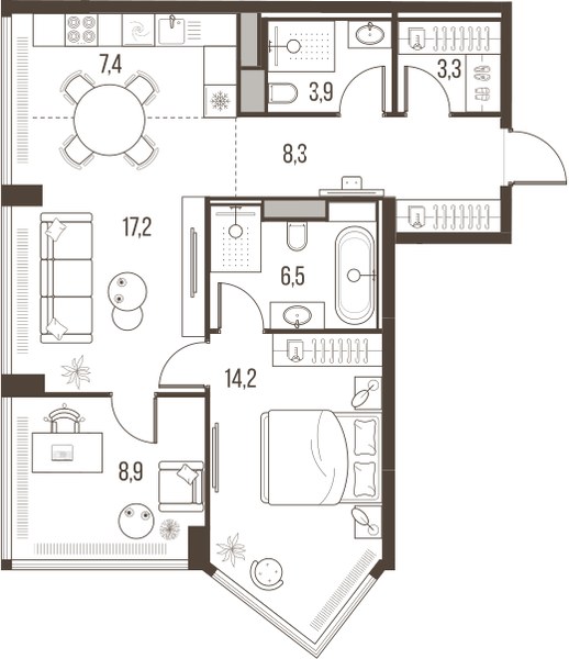 Планировка 69.7 м²