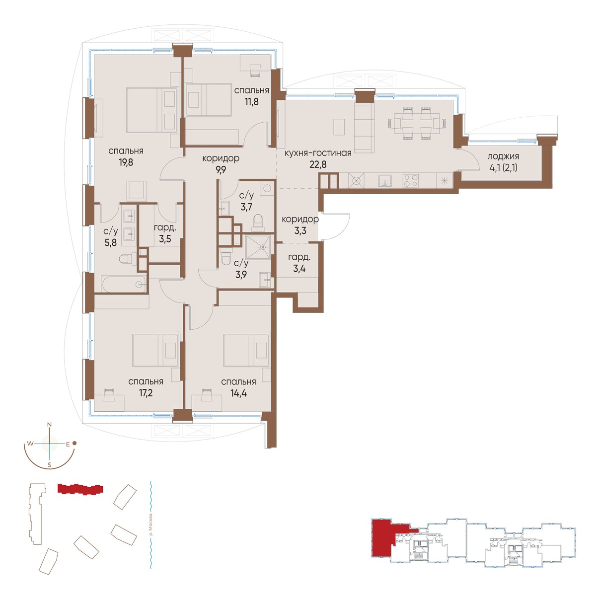 Планировка 121.6 м²