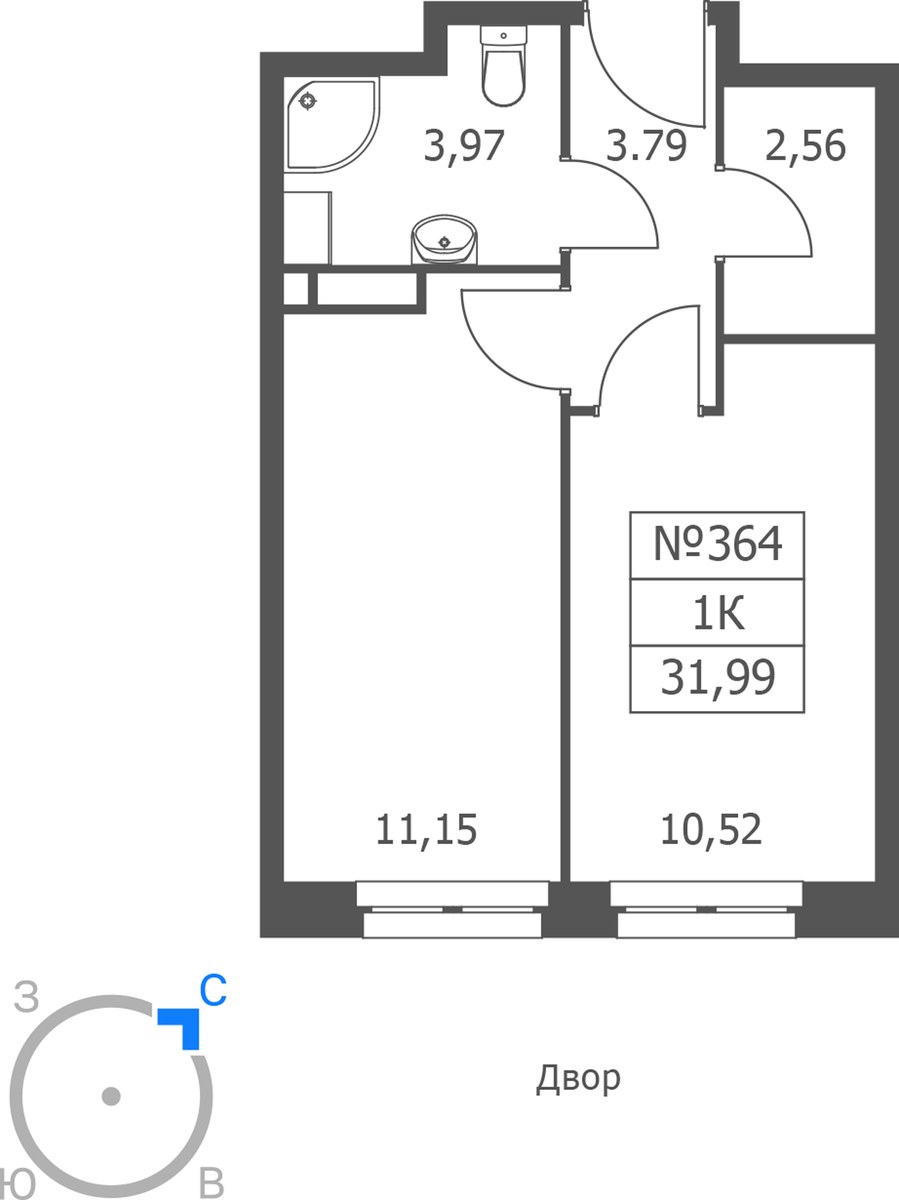 Планировка 31.99 м²