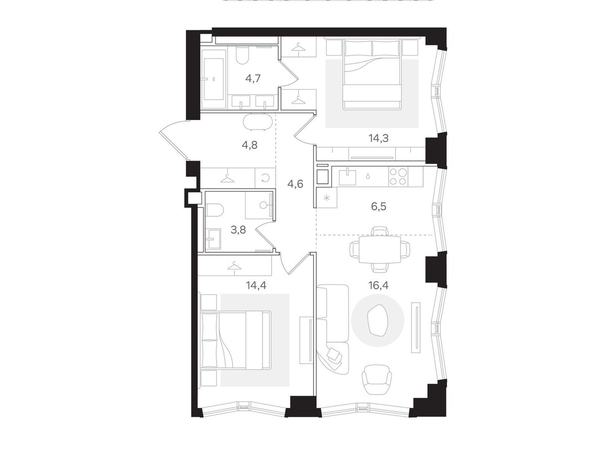 Планировка 69.5 м²