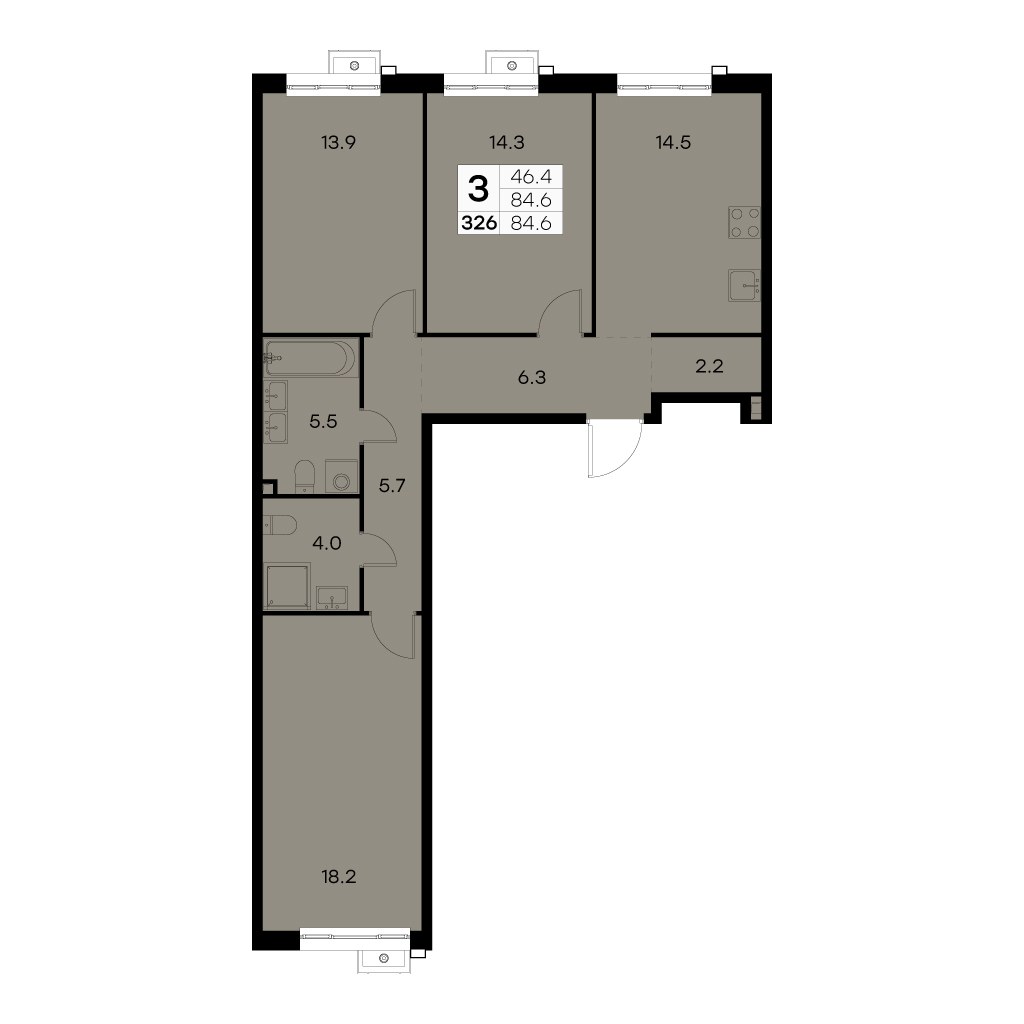 Планировка 84.6 м²