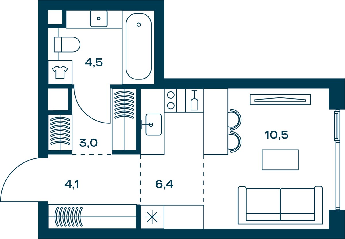 Планировка 29.8 м²