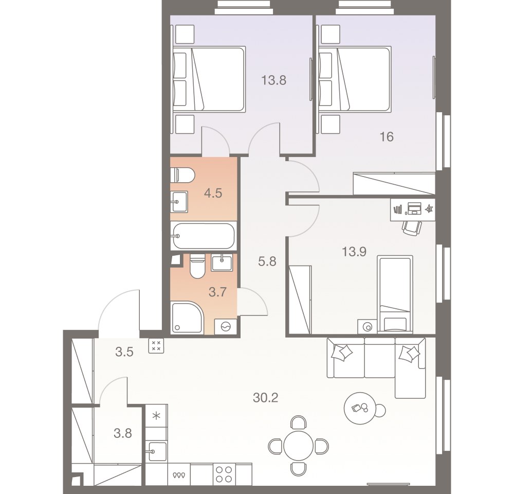 Планировка 95.3 м²