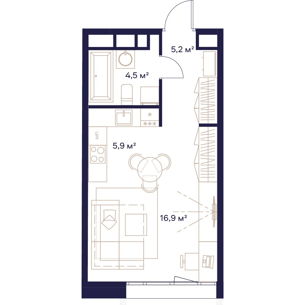 Планировка 32.8 м²