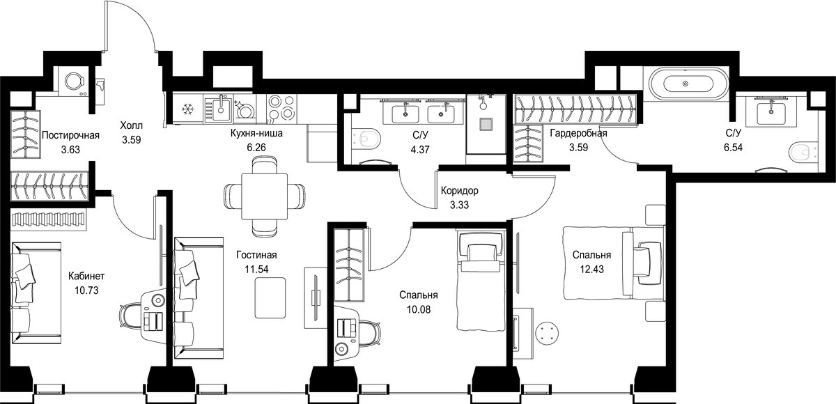 Планировка 76.09 м²