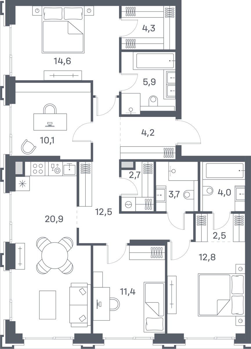 Планировка 109.6 м²
