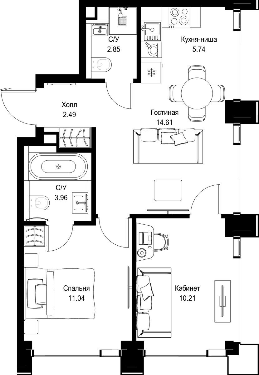 Планировка 50.9 м²