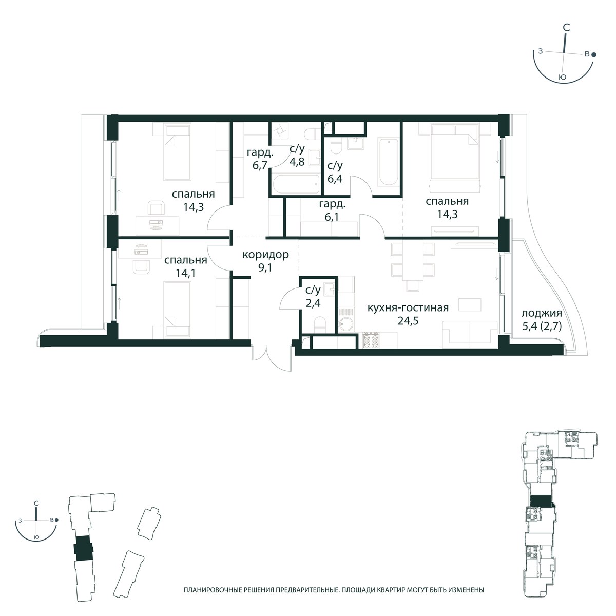 Планировка 108.9 м²