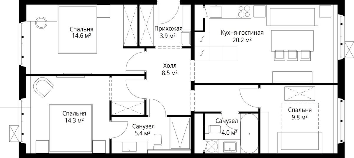 Планировка 80.7 м²
