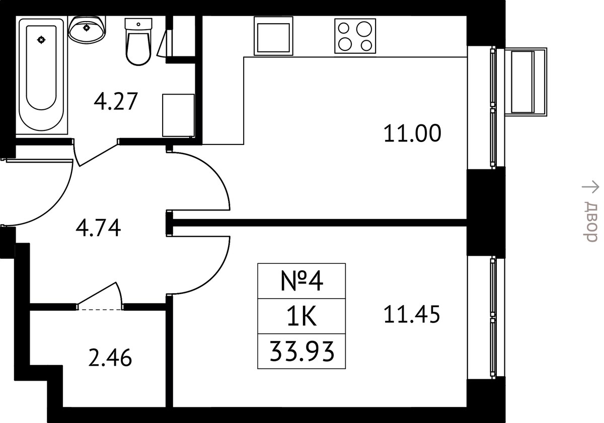 Планировка 33.93 м²