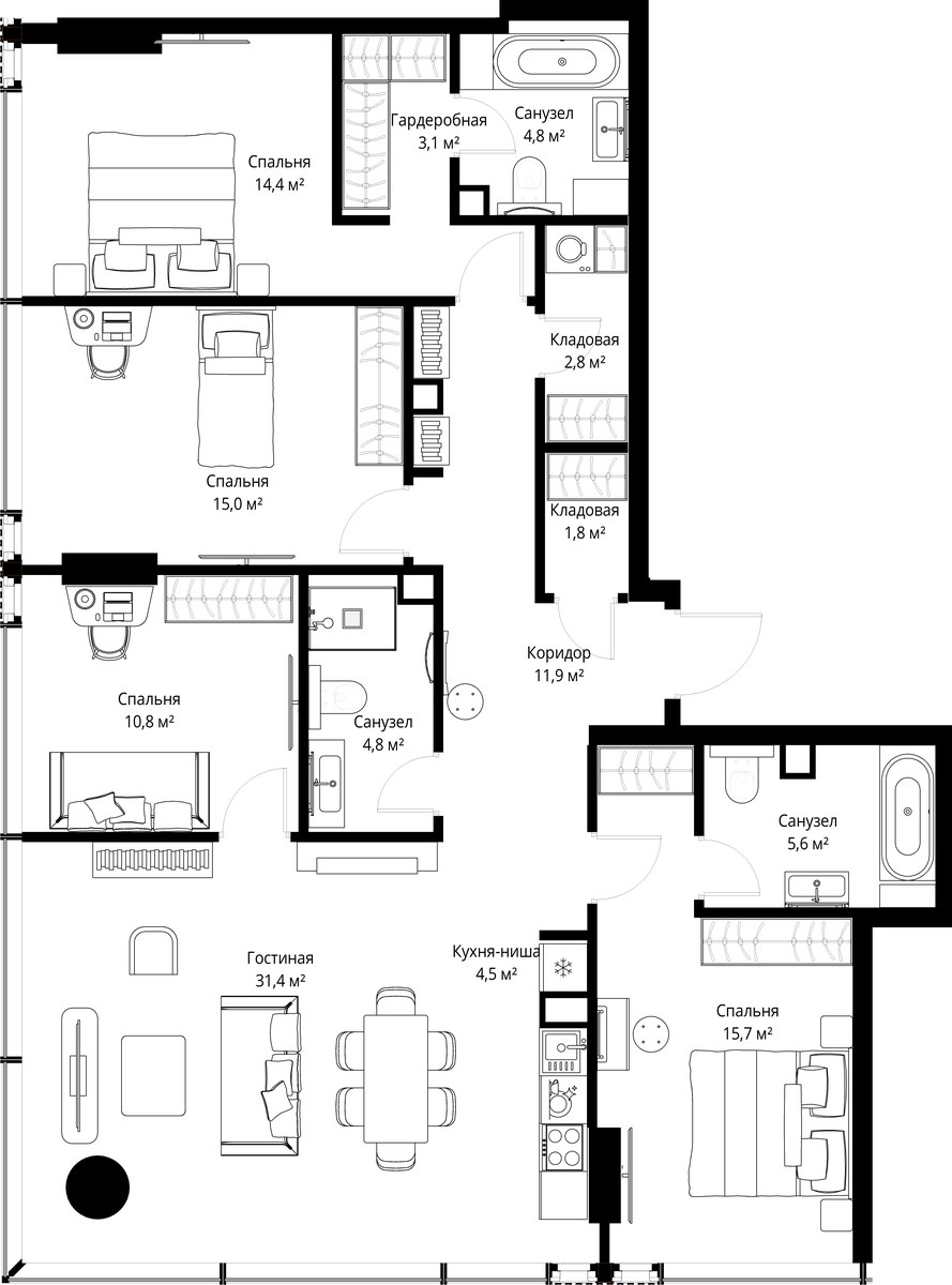 Планировка 126.6 м²