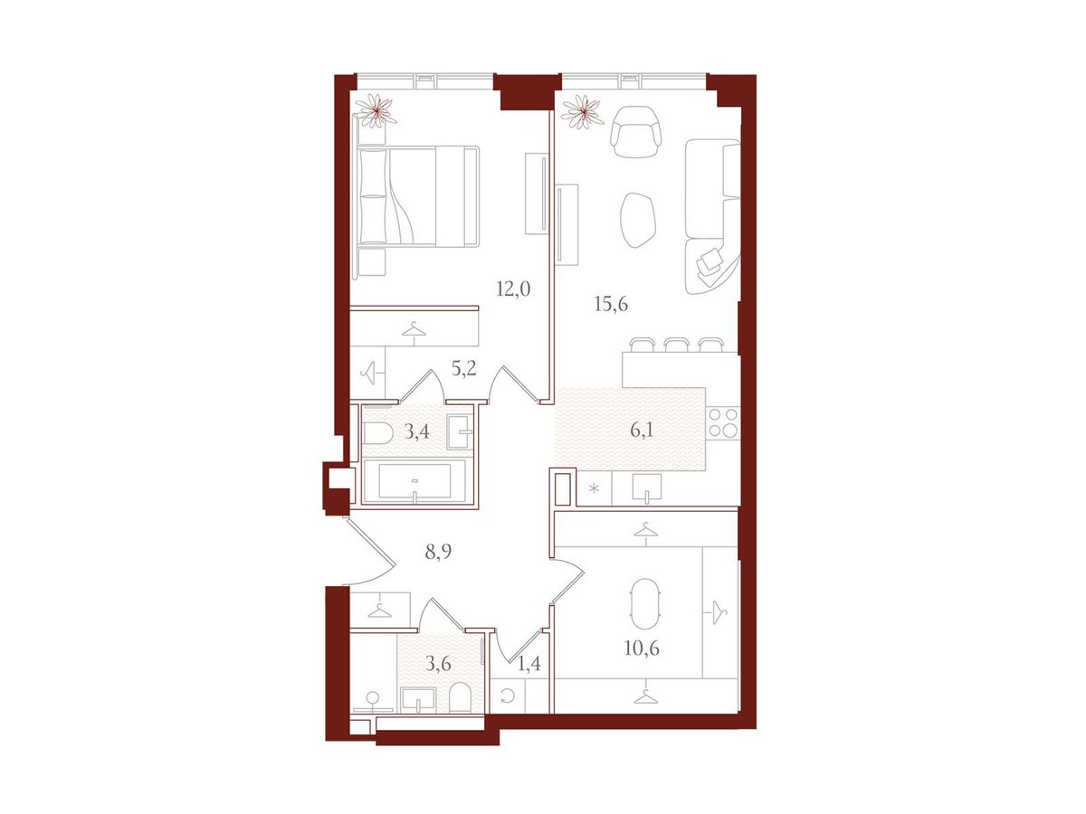 Планировка 66.8 м²