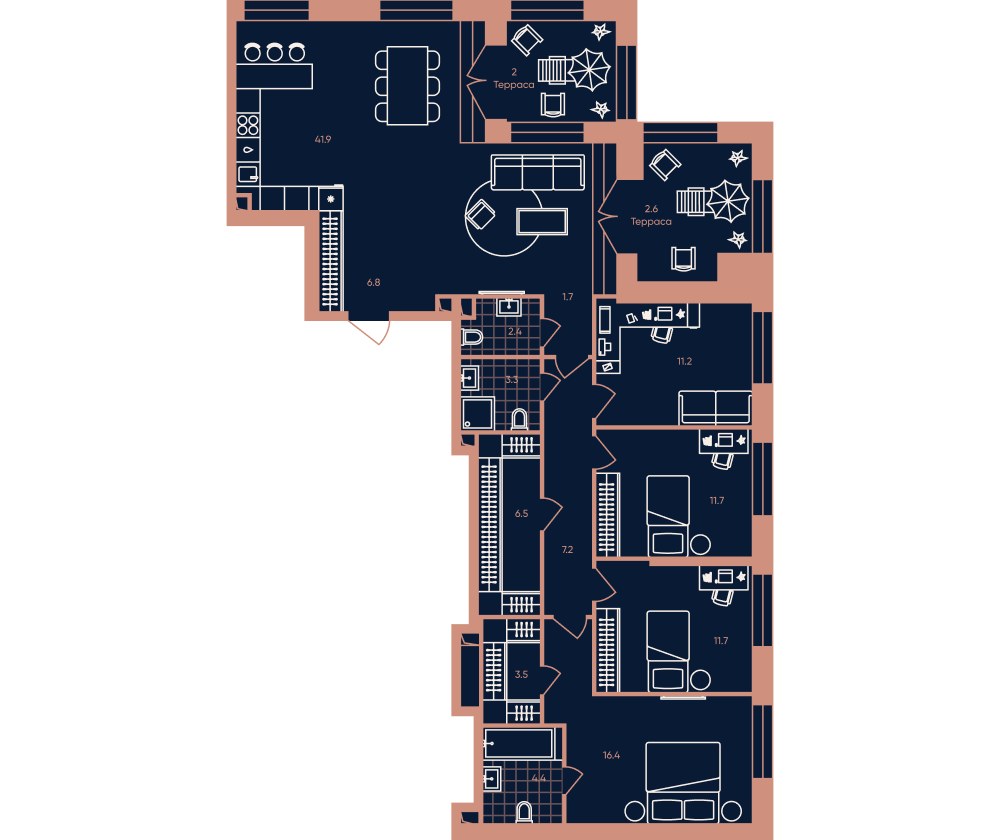 Планировка 134.3 м²