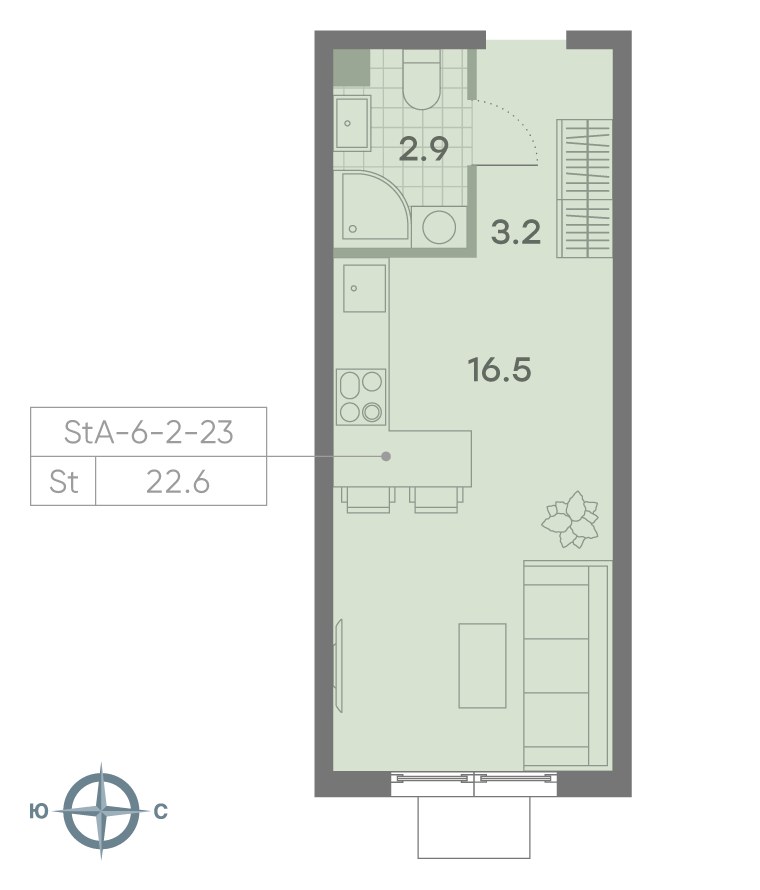 Планировка 22.3 м²