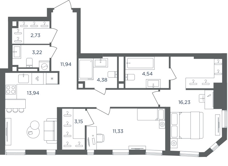 Планировка 71.46 м²