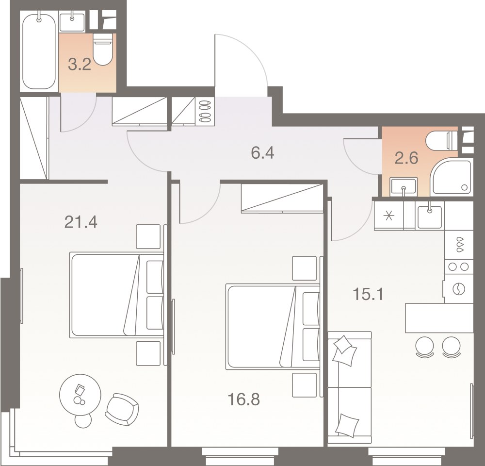 Планировка 65.5 м²
