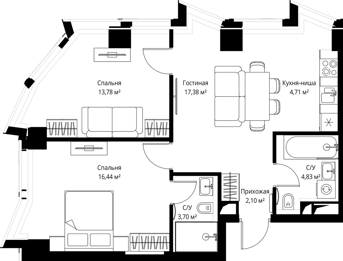 Планировка 66.0 м²