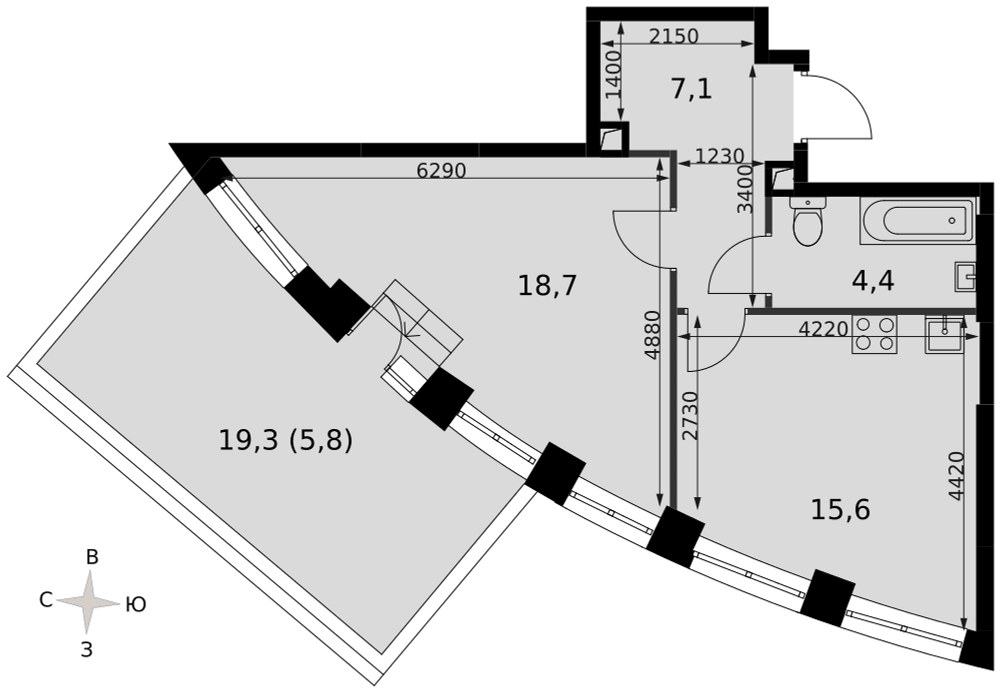 Планировка 51.2 м²
