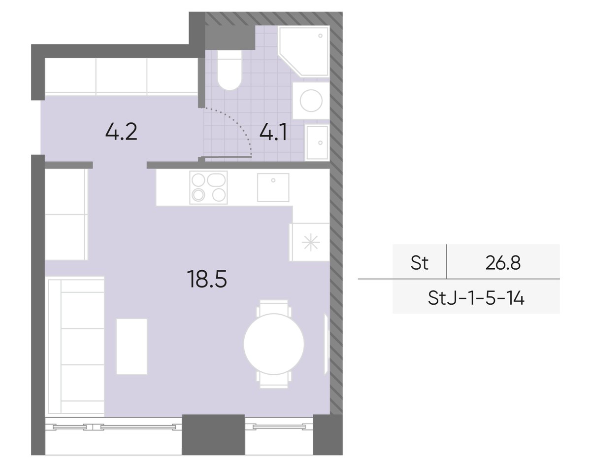 Планировка 26.8 м²