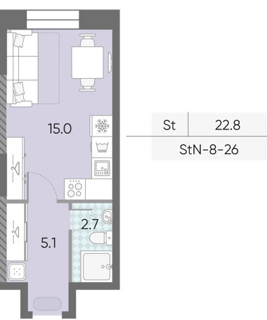 Планировка 22.8 м²