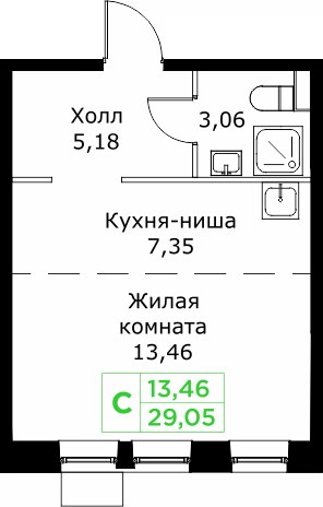 Планировка 29.2 м²