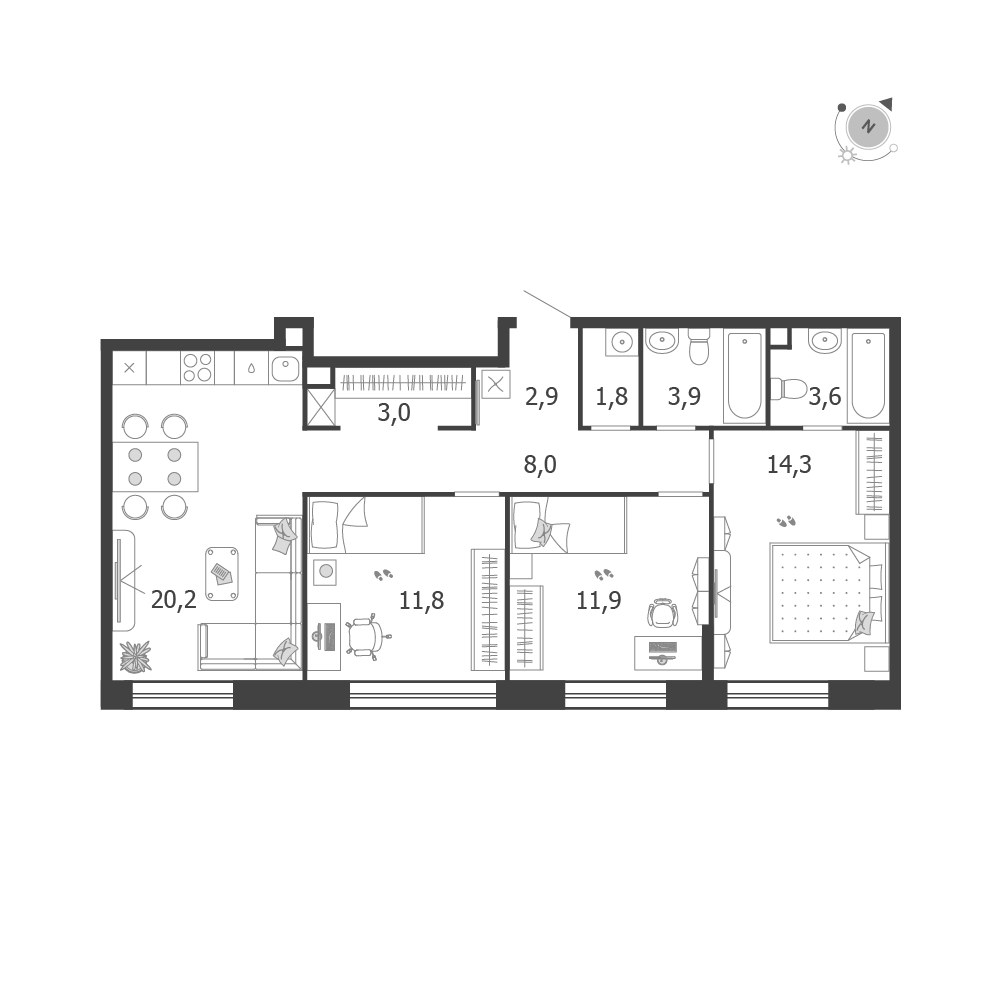 Планировка 81.4 м²