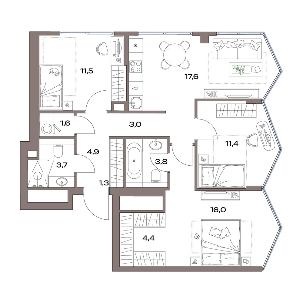Планировка 80.5 м²