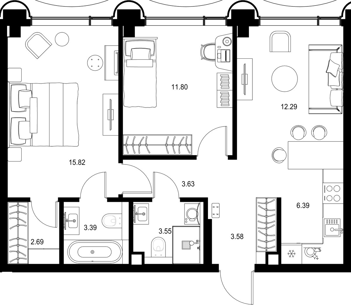 Планировка 63.14 м²