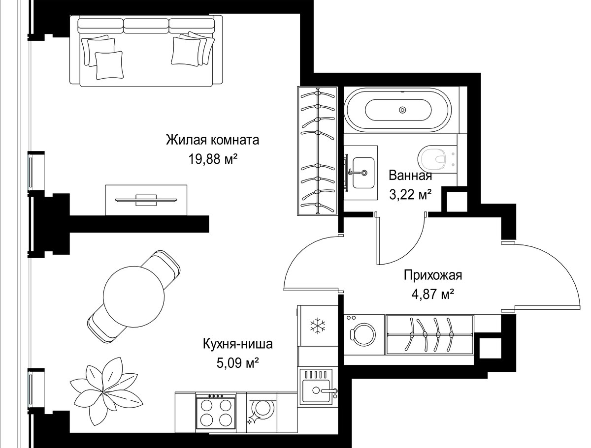 Планировка 33.06 м²