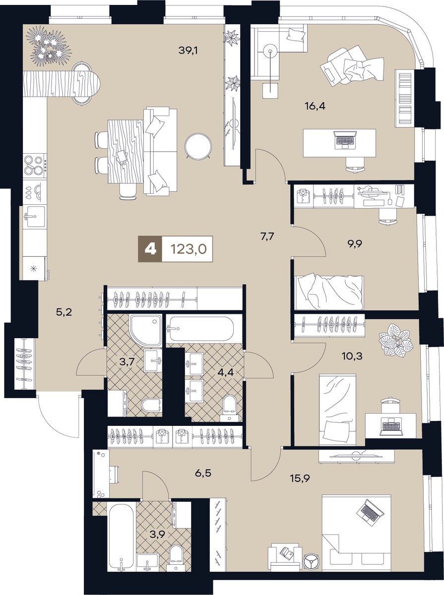 Планировка 123.0 м²
