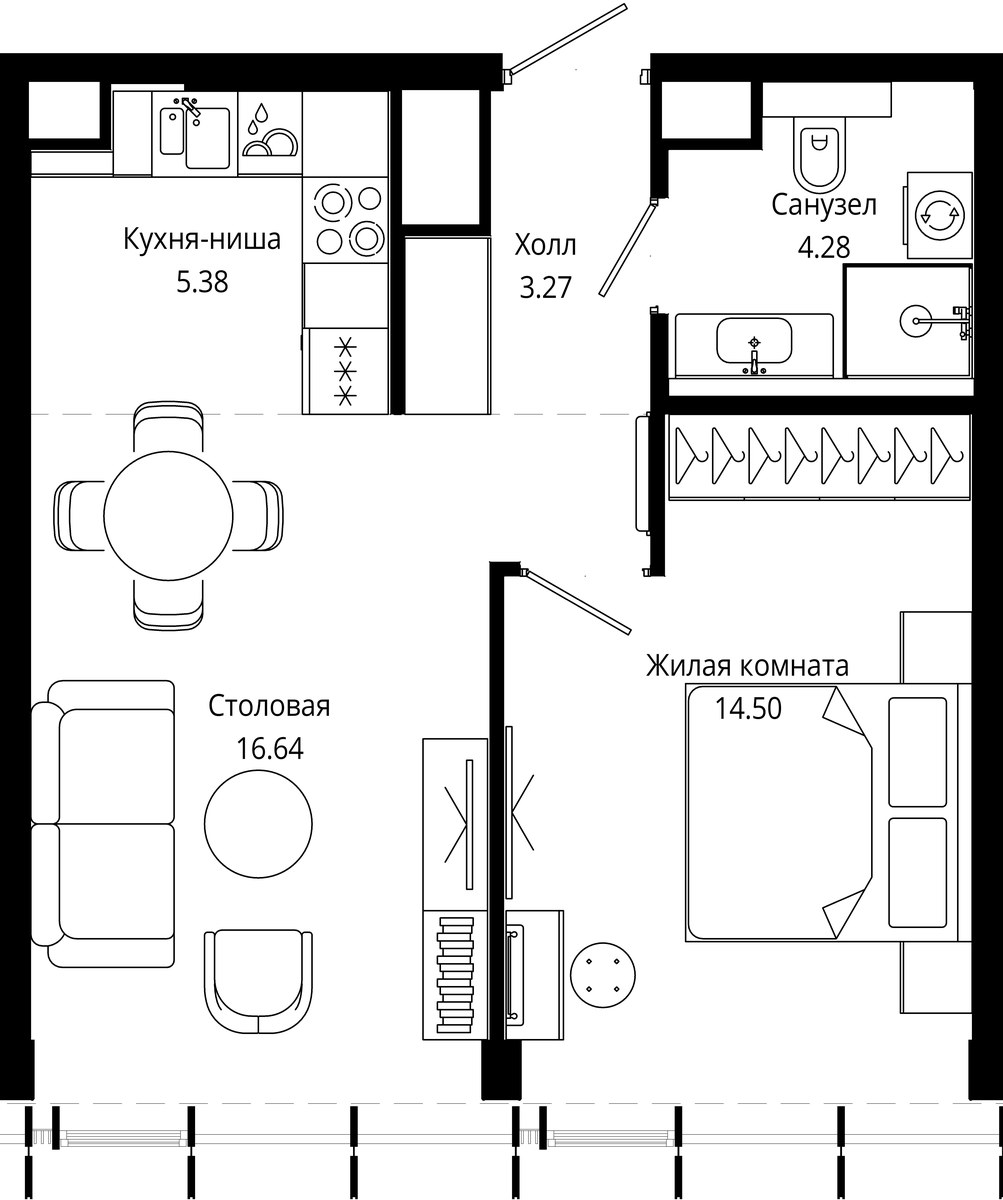 Планировка 44.0 м²